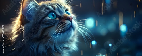 A feline astronaut explores space with Earth shining brilliantly in the background. Concept Space Exploration, Astronaut Cat, Earth Background, Sci-fi Concept, Cosmic Adventure