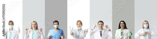 Collage of dentists on whit...