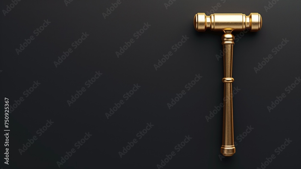Golden gavel on a dark background symbolizing law and justice