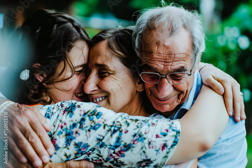 Membre d'une famille se tenant dans les bras photo