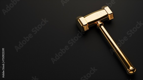 Elegant golden hammer on a dark, minimalist background