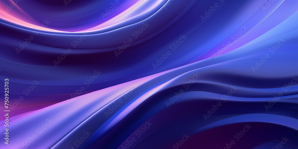 Naklejka premium Celestial shades of indigo and violet in a cosmic-inspired 3D wave background.