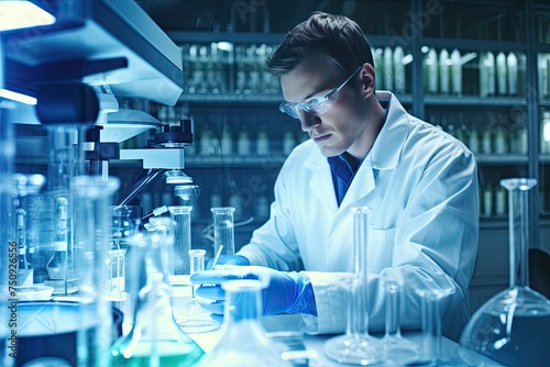 male scientist in hospital at work