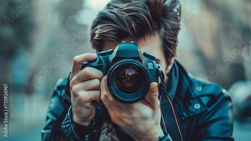 Professional photographer concentrate and continue his passion for photography.Professional photographer concentrate and continue his passion for photography. photo