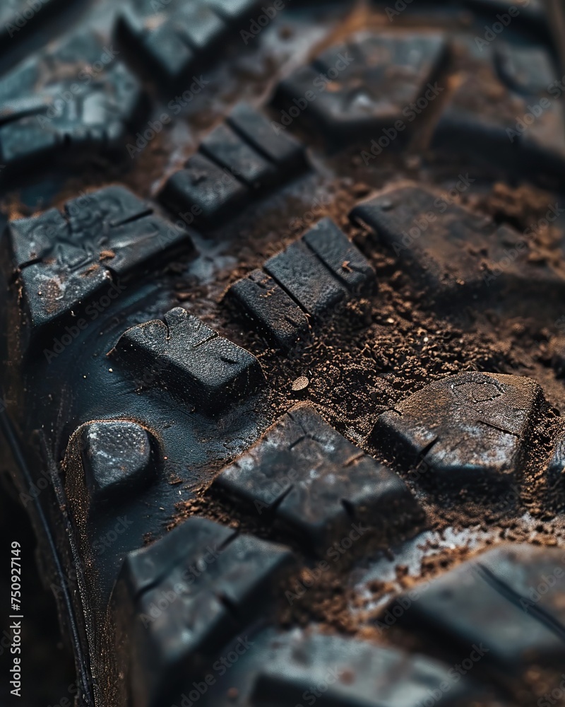 A close-up shot capturing the textured tread pattern of a hiking boot pressing into the earth. The image conveys the ruggedness of outdoor exploration, with earthy tones. A close-up shot capturing the textured tread pattern of a hiking boot pressing into the earth. The image conveys the ruggedness of outdoor exploration, with earthy tones.
