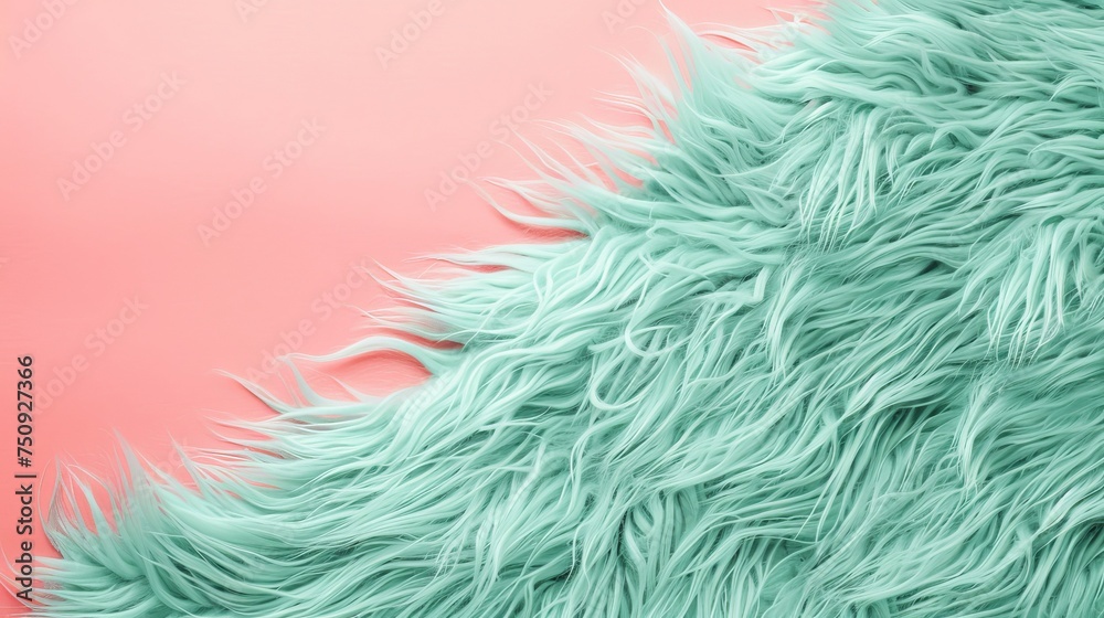mint fur on a pink background. mint fur on a pink background.