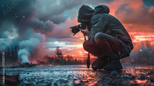 Professional photographer concentrate and continue his passion for photography.Professional photographer concentrate and continue his passion for photography.