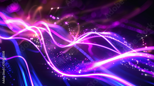 Blue and magenta, pink or purple neon and led lights, modern abstract background banner made by generative ai