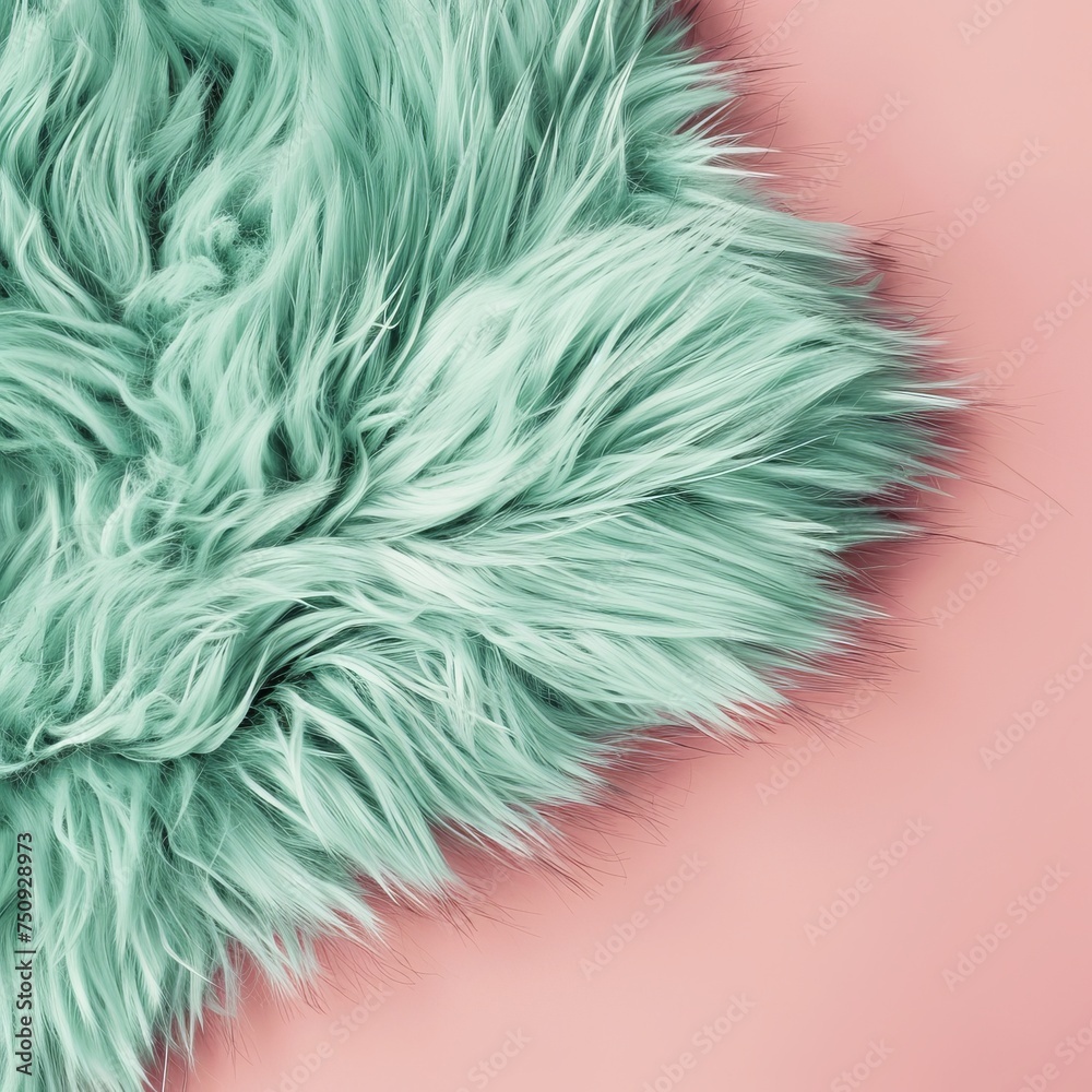 mint fur on a pink background.