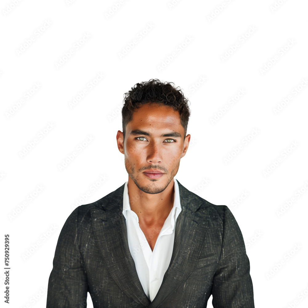 Portrait of Multi Ethnical Male Model in Business Casual Outfit, on Transparent Background Portrait of Multi Ethnical Male Model in Business Casual Outfit, on Transparent Background