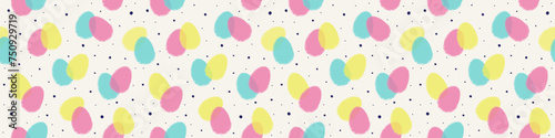 Modern Easter pattern. Seamless background with colourful eggs. Banner. Panoramic header. Vector illustration