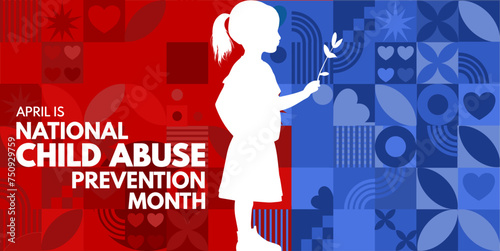 National Child Abuse Prevention Month. Child Abuse awareness banner, card, poster, background - vector illustration photo