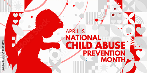 National Child Abuse Prevention Month. Child Abuse awareness banner, card, poster, background - vector illustration