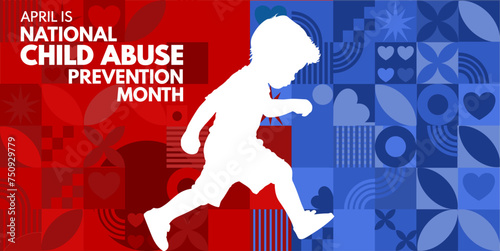 National Child Abuse Prevention Month. Child Abuse awareness banner, card, poster, background - vector illustration