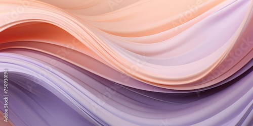 Soft lavender and peach tones intertwining delicately in a dreamy 3D wave pattern.