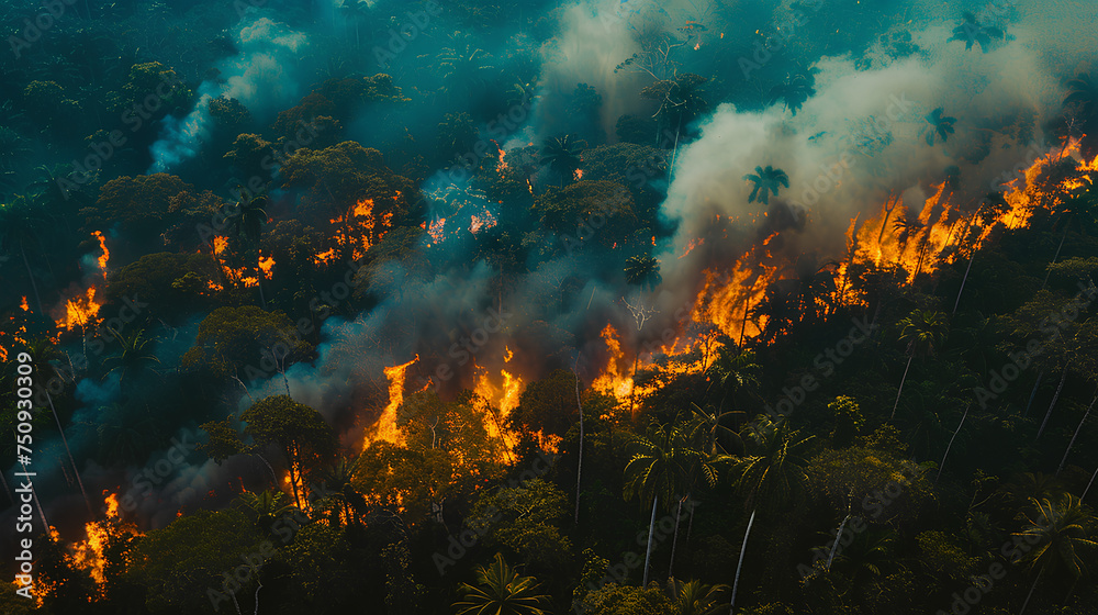  Climate emergency fire in the rainforest.