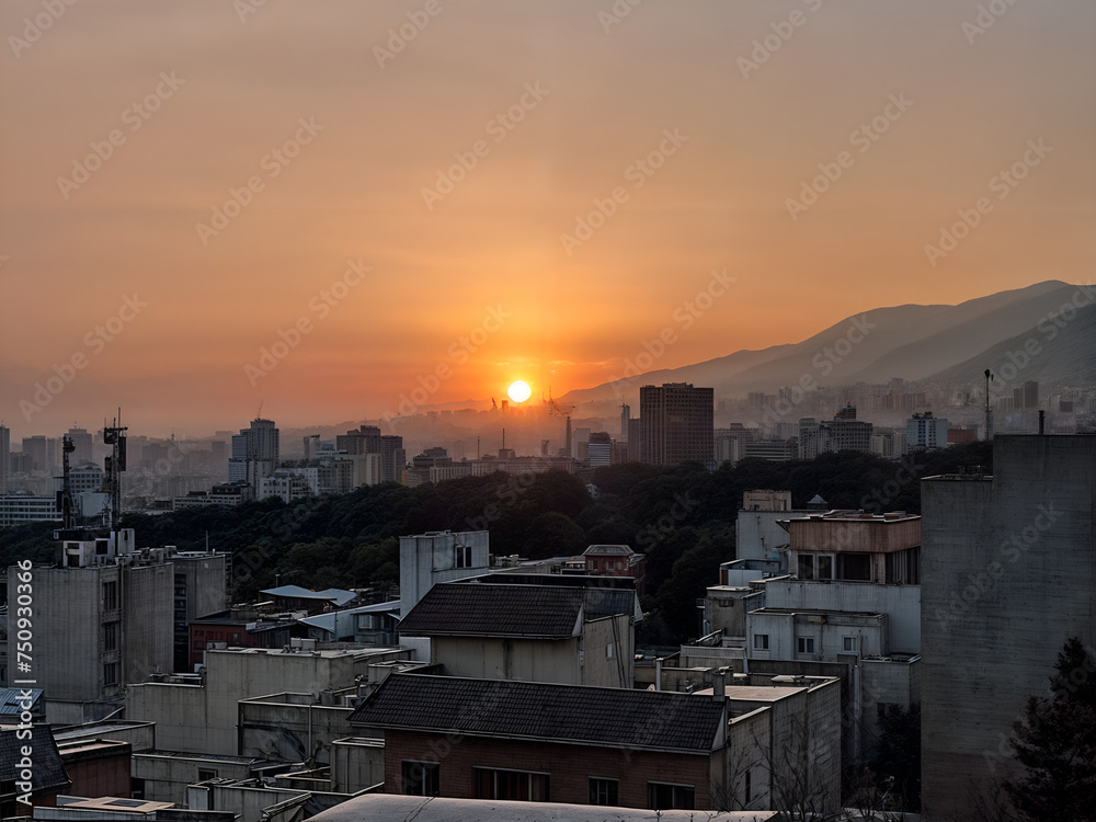 sunset over the city (iran) 