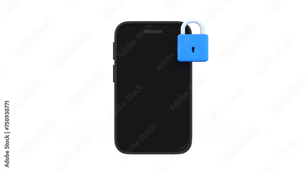 padlock with Smart Phone for online password security 3d render isolated illustration padlock with Smart Phone for online password security 3d render isolated illustration