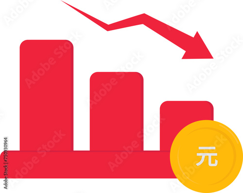 Canvas Print Chinese Yuan Renminbi Currency Decrease