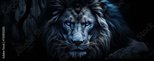 Captivating lion portrayed in monochrome with mesmerizing blue eyes. Concept Wildlife Photography  Monochrome Style  Blue Eyes  Captivating Lion