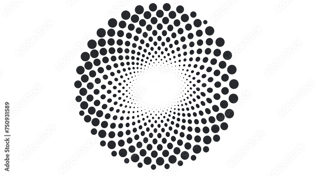 a black and white image of a circle of dots on a white background with a small black dot in the middle of the circle.