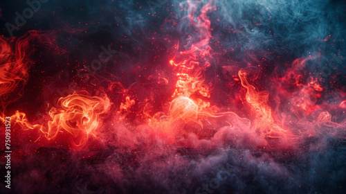 Red smoke swirling against a dark  muted background.