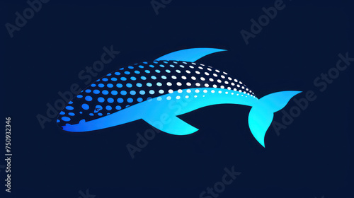 a blue and white fish with dots on it's back and a black background with a white dot on it's side. © Anna