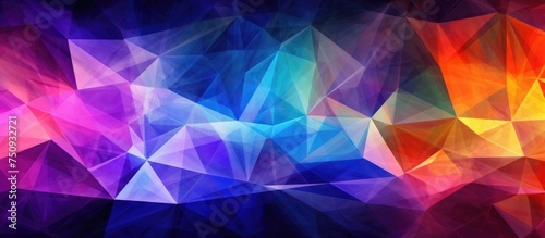A vibrant and dynamic display of multicolored abstract triangles arranged in a kaleidoscope pattern. The triangles vary in size, shape, and hue, creating a visually striking and energetic composition.