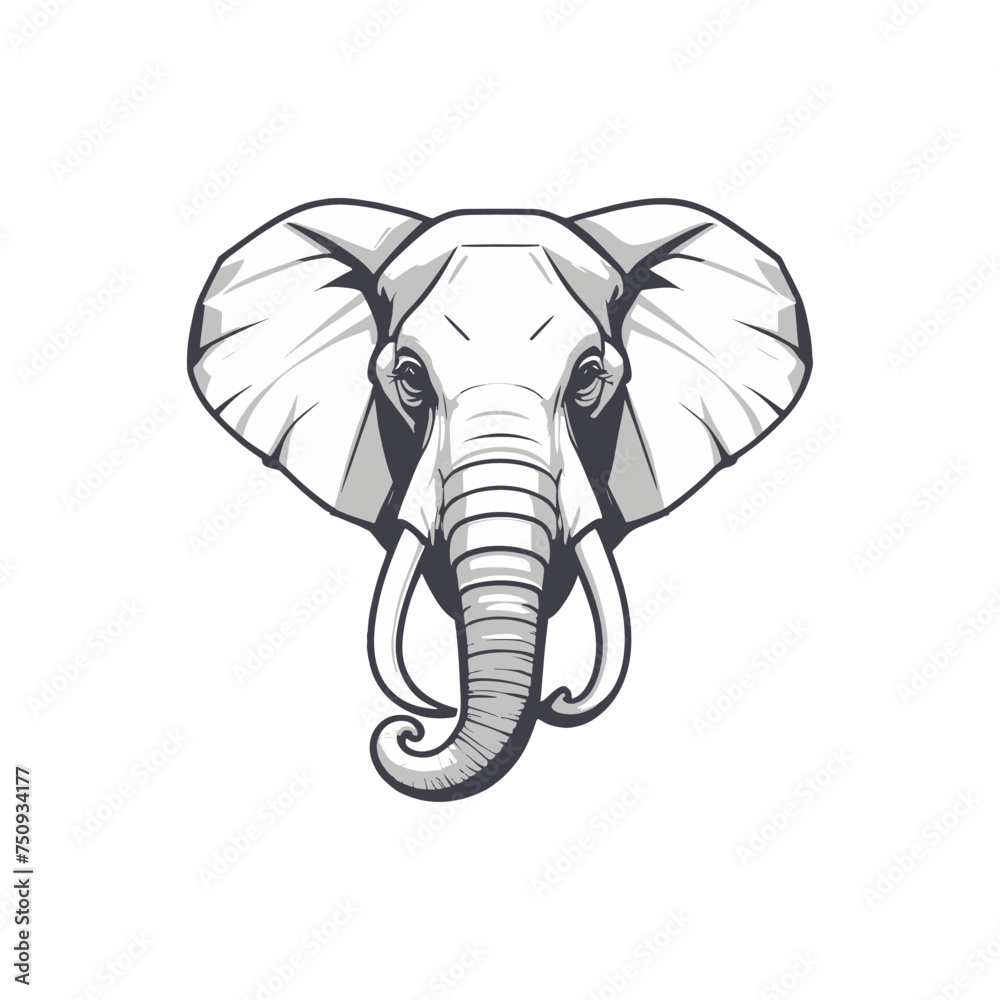 Geometric Polygon style of elephant face logo. origami elephant silhouette