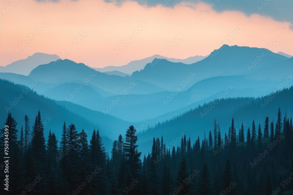 Obraz premium Mountain Silhouettes at Dusk