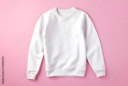 White crew neck sweatshirt mockup on pink background