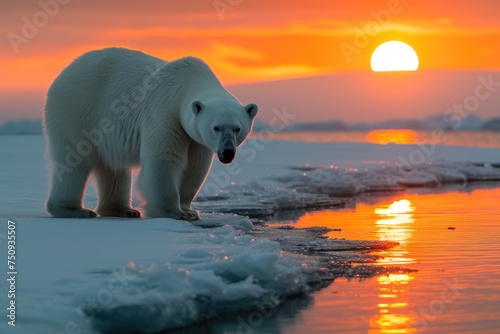 Polar Bear at Arctic Sunset