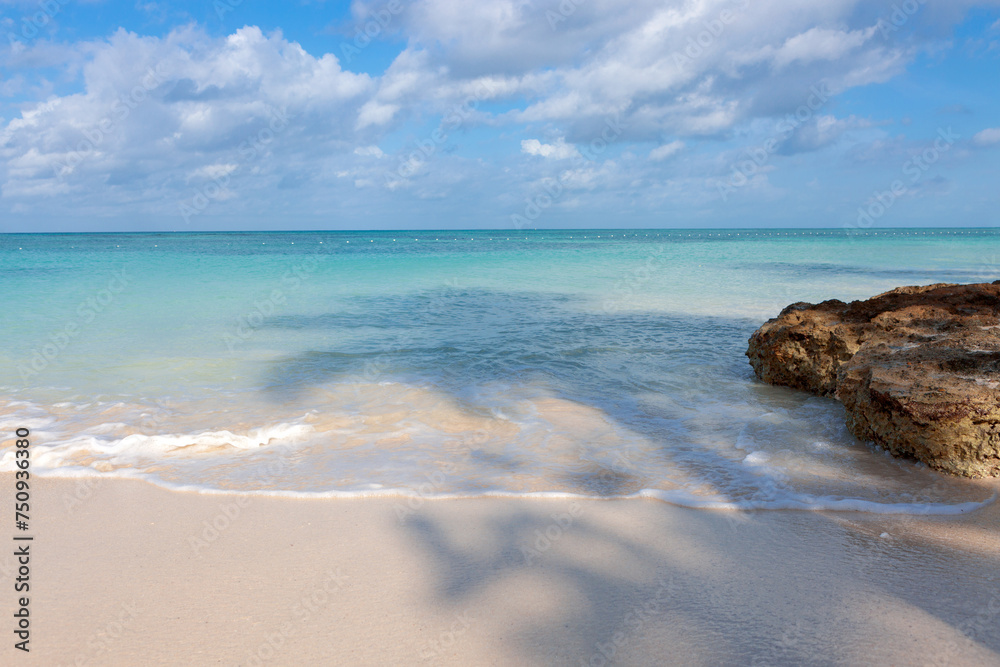 Nature landscape view of beautiful tropical beach and sea in sunny day. Nature landscape view of beautiful tropical beach and sea in sunny day.