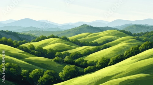 Tranquil Landscape of Undulating Hills and Forests © Landscape Planet