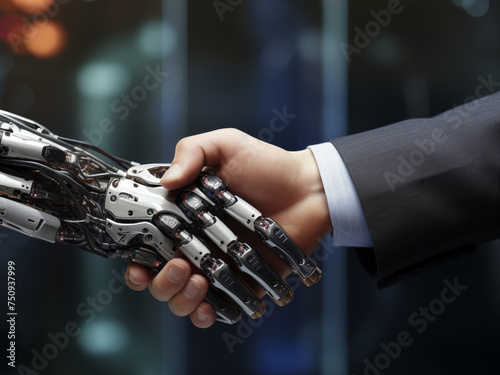 Man and Robot shaking hands © KML Images