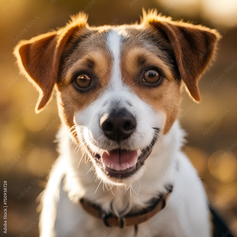 Close-up of a dog with expressive eyes, bathed in warm, golden sunlight Close-up of a dog with expressive eyes, bathed in warm, golden sunlight