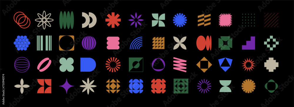 Abstract geometric shapes and grids.