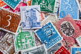Ukraine, Kiyiv - January 12, 2023 Finland Postage stamps..Postage stamps.A collection of world stamps in a pile.Postage stamps from different countries and times