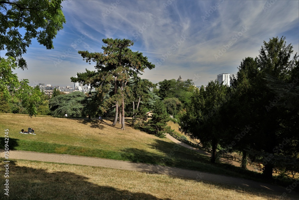 Obraz premium Buttes-Chaumont park in Paris 19th arrondissement