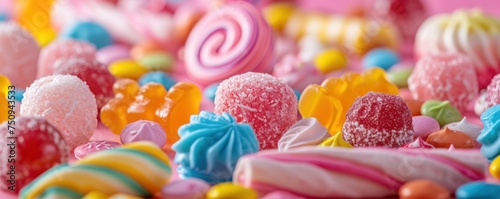 Colorful sweet candy food wide background