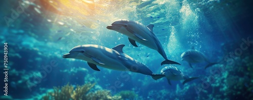 Dolphins swiming together. © Daniela