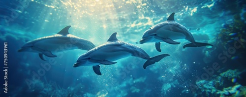 Dolphins swiming together. © Daniela