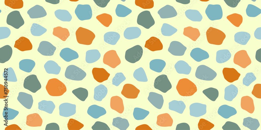 Seamless pattern with random round shapes. Multi-colored spots on an abstract contemporary print. Vector graphics. Seamless pattern with random round shapes. Multi-colored spots on an abstract contemporary print. Vector graphics.