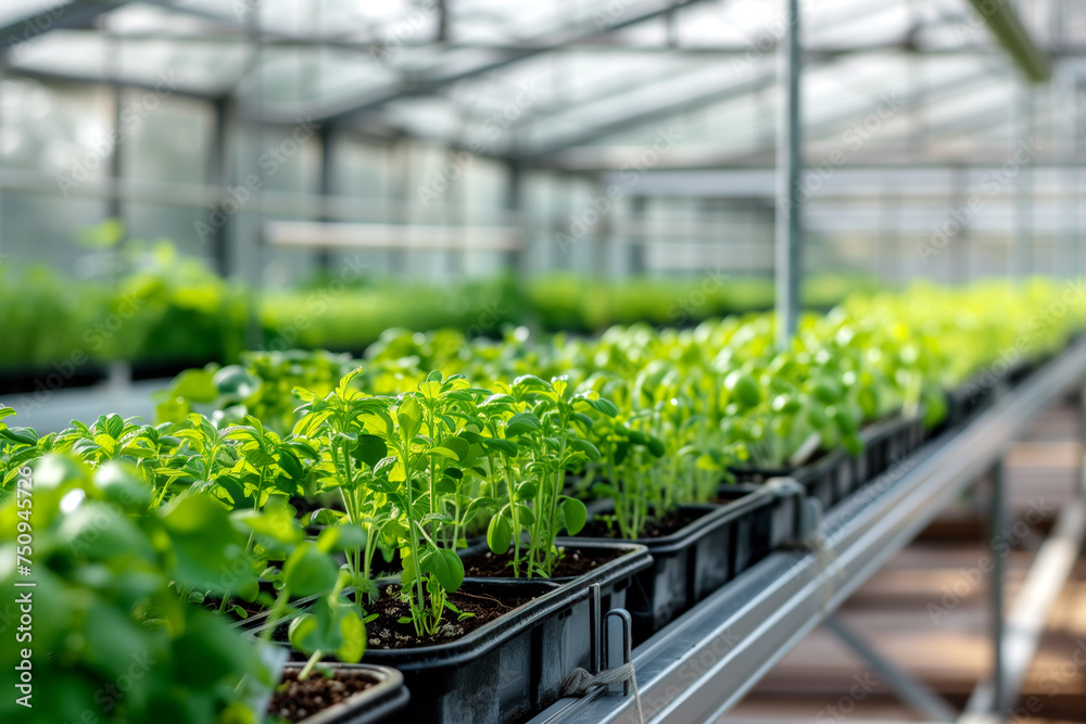 Cultivating plants in a greenhouse on springtime. Growing green and vegetables in a homestead. Cultivating plants in a greenhouse on springtime. Growing green and vegetables in a homestead.