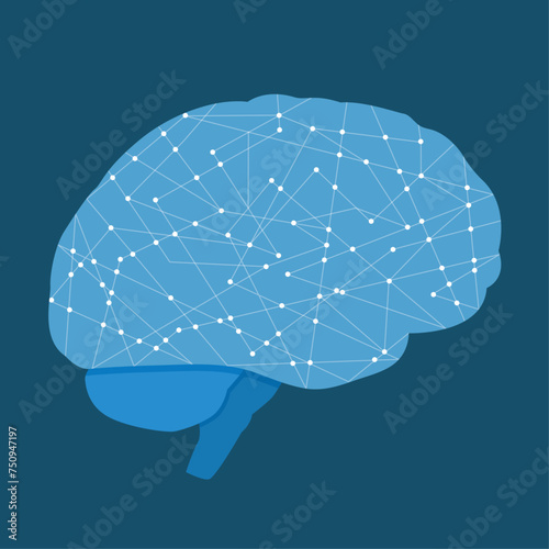 Neural pathways and networks concept illustration. Neurology, neuroplasticity and brain connections flat vector graphic. 