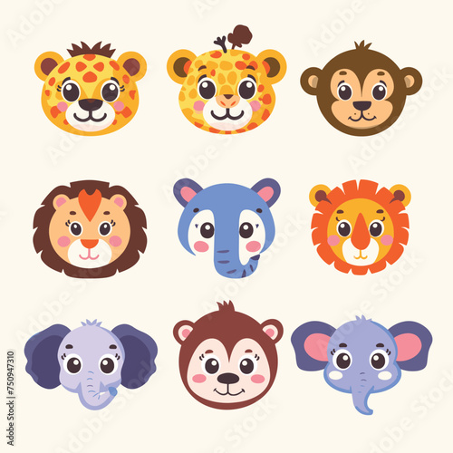 animal icons vector set. Wild animal vector