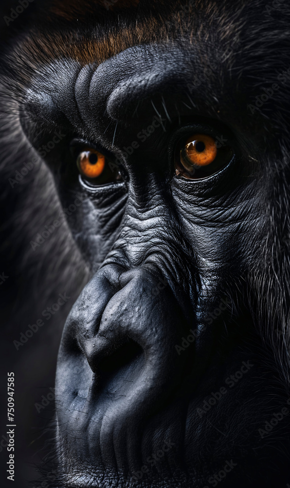 Primer plano de la cara de un gorilla Primer plano de la cara de un gorilla