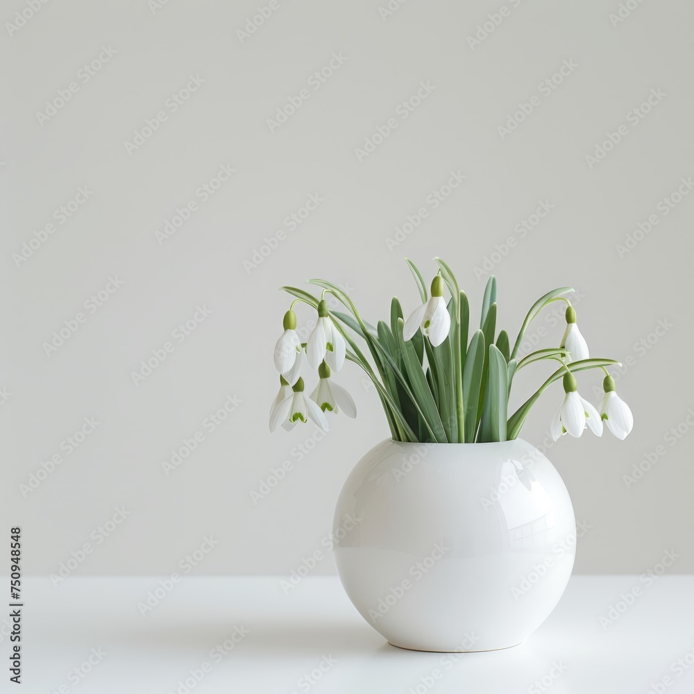 custom made wallpaper toronto digitalsnowdrops in a white vase on the table.