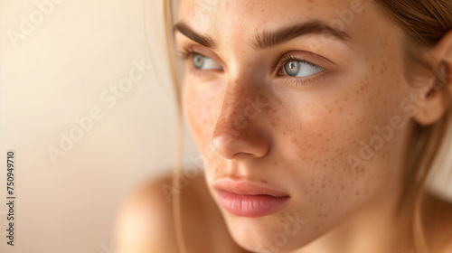 Natural Beauty Portrait Woman with Freckles