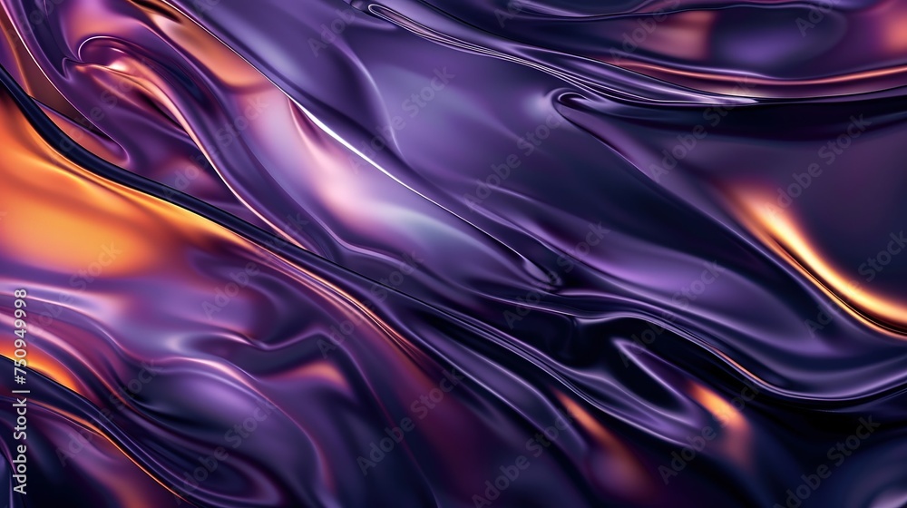 Obraz premium Purple, black hues in a swirling abstract liquid pattern, Curve Dynamic Fluid Liquid Wallpaper ideal for creative multicolor Neon Sky Gradient Background.